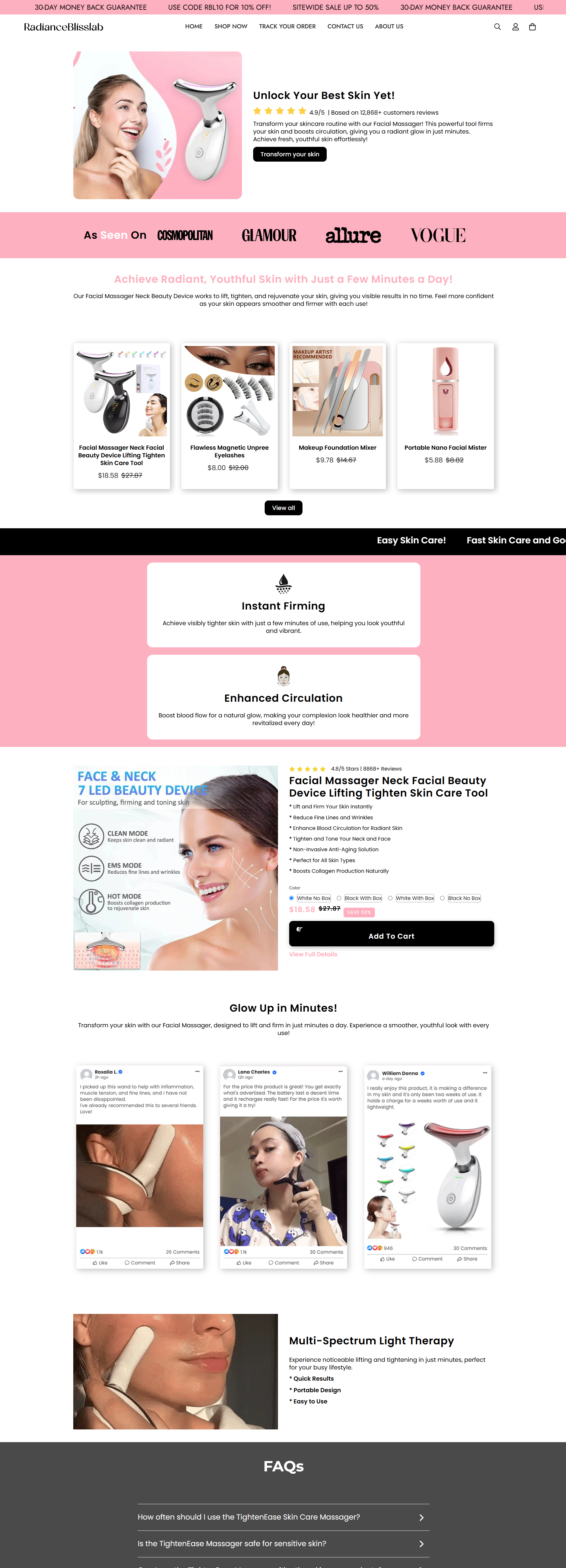 skincare shopify store design